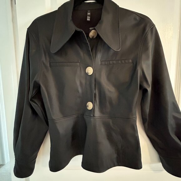 ZARA TRF Faux Leather Peplum Shirt - Picture 2 of 6